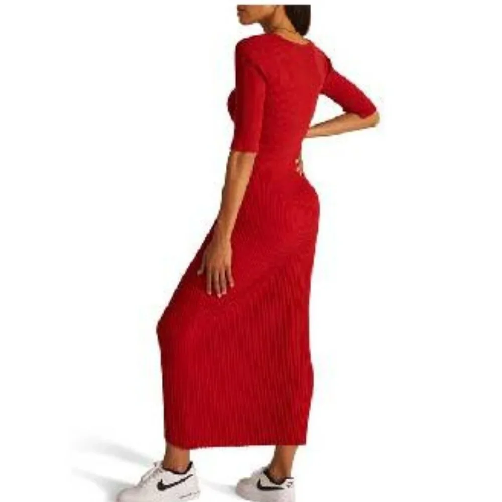 NEW FAVORITE DAUGHTER Crush Cutout Detail Cotton Blend Rib Jumper Dress L#2534* - Picture 3 of 9